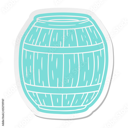 cartoon sticker of a wooden barrel
