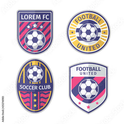 Flat simple modern Soccer or Football badge collection.