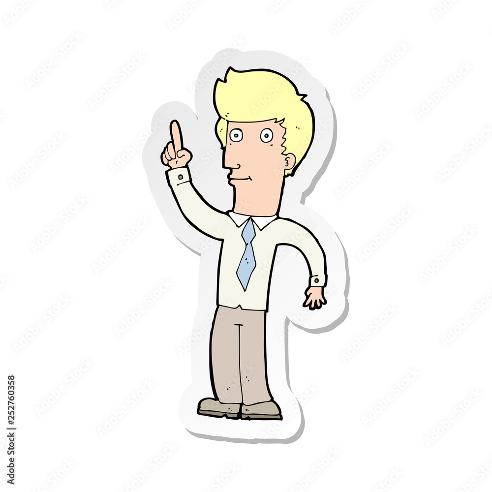 sticker of a cartoon friendly man with idea
