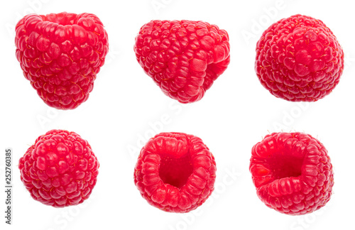 Raspberry isolated on white background. Red Berry Collection. Macro.