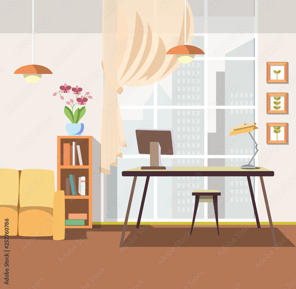 Vector Flat Beautiful Spacious Room New Apartment. Vector Flat Beautiful Spacious Room New Apartment.