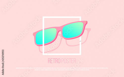 Retro style flat 3D glasses and frame concept.