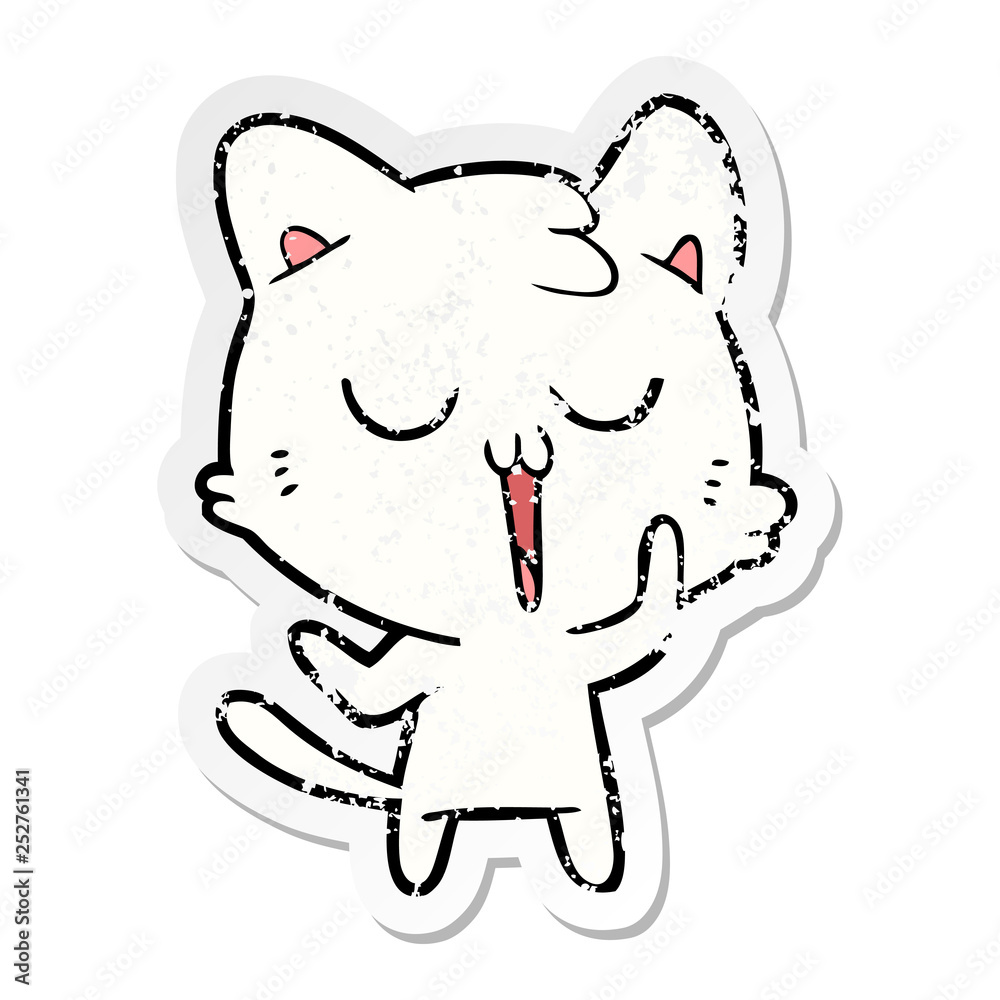 Fototapeta premium distressed sticker of a cute cartoon cat