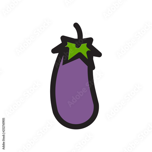 eggplant icon in flat style isolated vector illustration on white transparent background