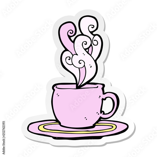 sticker of a cartoon tea cup