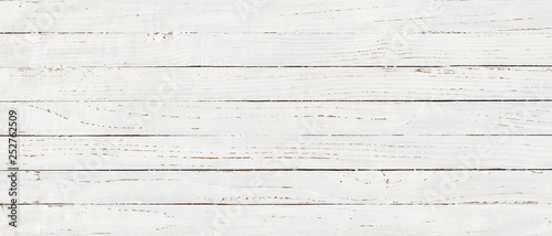Fototapeta Naklejka Na Ścianę i Meble -  white wood texture background, top view wooden plank panel