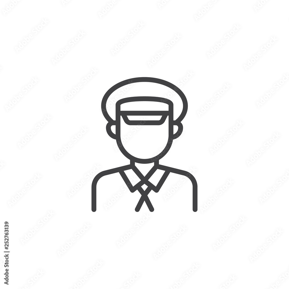 Taxi driver profile line icon. linear style sign for mobile concept and web design. Cab driver outline vector icon. Faceless people avatar symbol, logo illustration. Pixel perfect vector graphics Taxi driver profile line icon. linear style sign for mobile concept and web design. Cab driver outline vector icon. Faceless people avatar symbol, logo illustration. Pixel perfect vector graphics