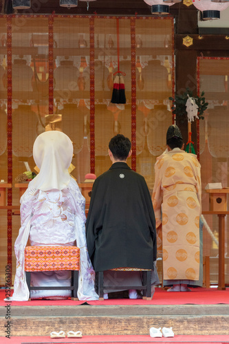 Shinto wedding at Yasaka shrine in Kyoto, Japan