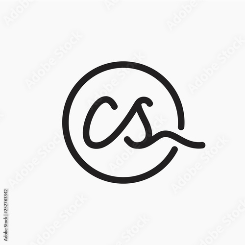 initial letter CS with circle line logo design  vector illustration.