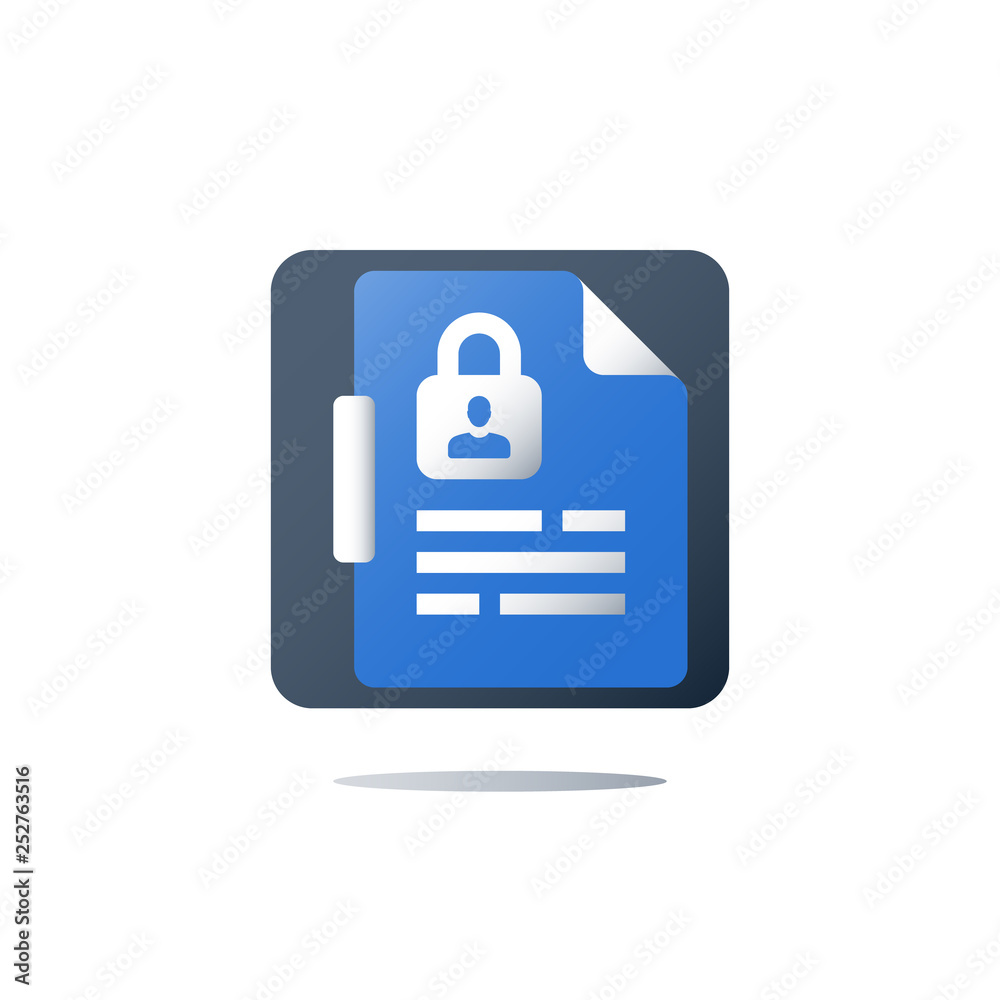 Privacy policy, personal data security, GDPR concept, vector icon Privacy policy, personal data security, GDPR concept, vector icon