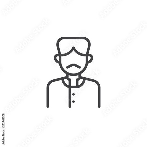 Indian man avatar line icon. linear style sign for mobile concept and web design. Man with turban outline vector icon. Faceless people avatar symbol, logo illustration. Pixel perfect vector graphics