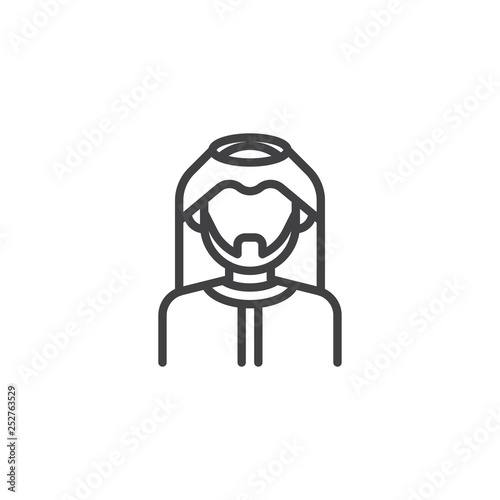 Saudi arab man line icon. linear style sign for mobile concept and web design. Arabian man outline vector icon. Faceless people avatar symbol, logo illustration. Pixel perfect vector graphics
