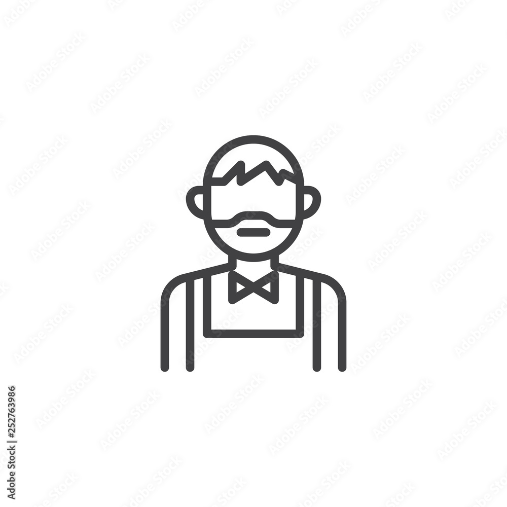 Bearded bartender line icon. linear style sign for mobile concept and web design. Barista man outline vector icon. Faceless people avatar symbol, logo illustration. Pixel perfect vector graphics Bearded bartender line icon. linear style sign for mobile concept and web design. Barista man outline vector icon. Faceless people avatar symbol, logo illustration. Pixel perfect vector graphics