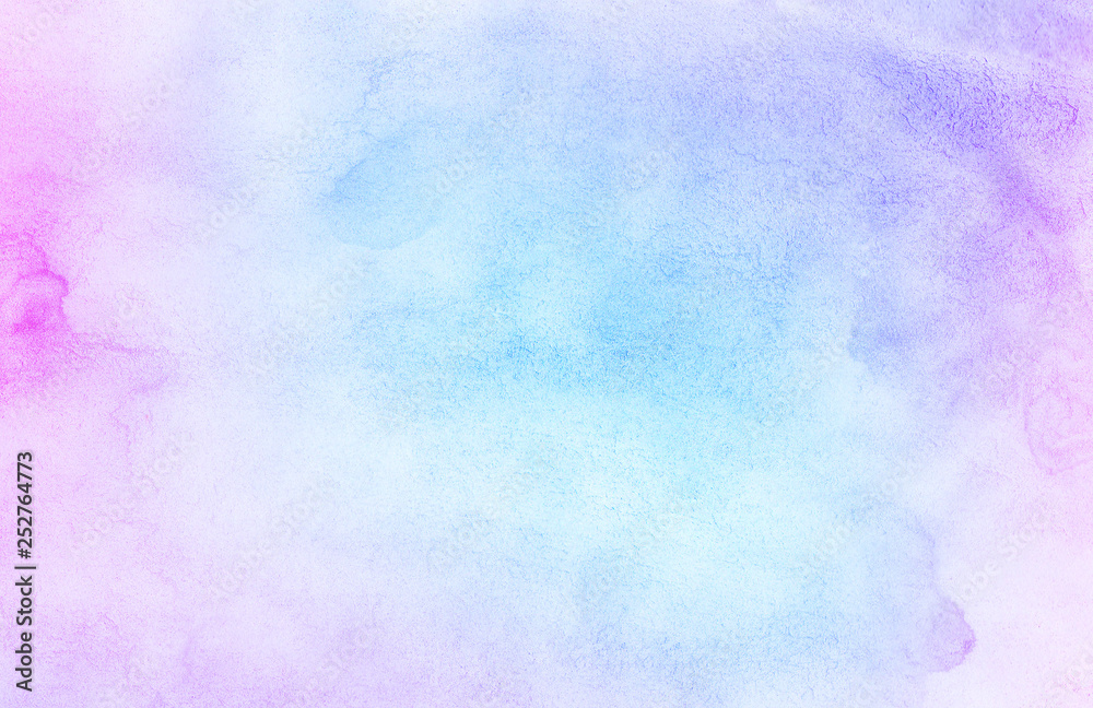 Smooth vibrant light pink, purple shades and blue watercolor paper textured illustration for grunge design, vintage card, templates. Pastel colors wet effect hand drawn canvas aquarelle background Smooth vibrant light pink, purple shades and blue watercolor paper textured illustration for grunge design, vintage card, templates. Pastel colors wet effect hand drawn canvas aquarelle background