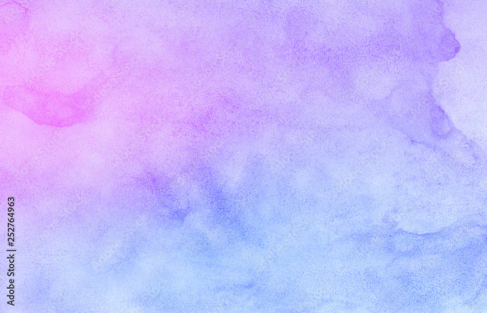 Smooth vibrant light pink, purple shades and blue watercolor paper textured illustration for grunge design, vintage card, templates. Pastel colors wet effect hand drawn canvas aquarelle background Smooth vibrant light pink, purple shades and blue watercolor paper textured illustration for grunge design, vintage card, templates. Pastel colors wet effect hand drawn canvas aquarelle background