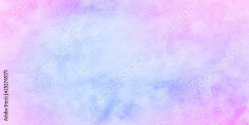 Smooth vibrant light pink, purple shades and blue watercolor paper textured illustration for grunge design, vintage card, templates. Pastel colors wet effect hand drawn canvas aquarelle background