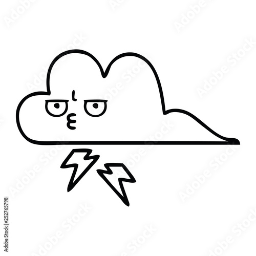line drawing cartoon thunder cloud