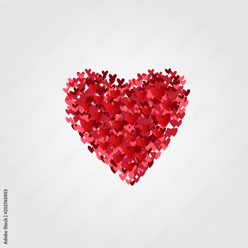 Love Background with Red Hearts for Valentine's Greeting. Vector Illustration.