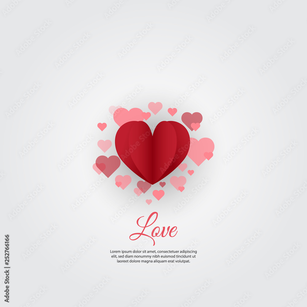 Love Sign with Red Hearts and 