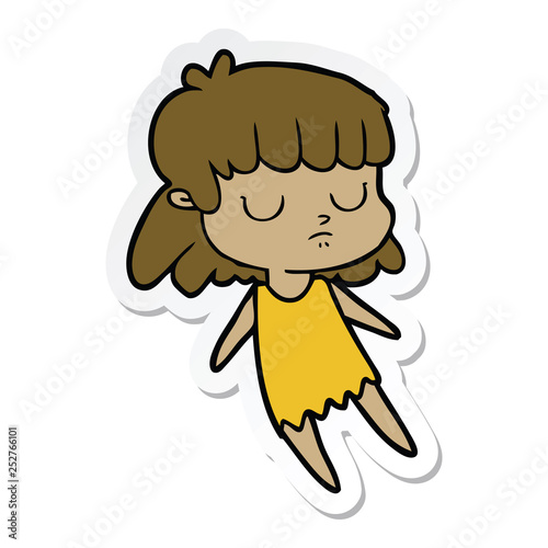 sticker of a cartoon indifferent woman