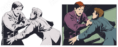 Business concept of two businessmen fighting.