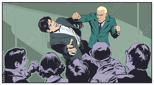 Business concept of two businessmen fighting.