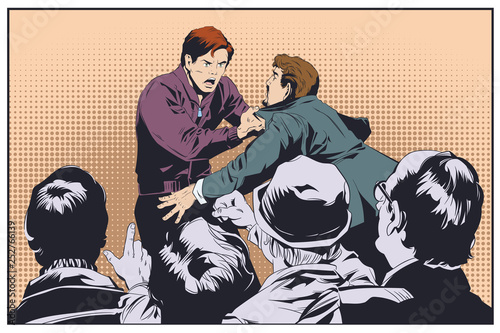 Business concept of two businessmen fighting.