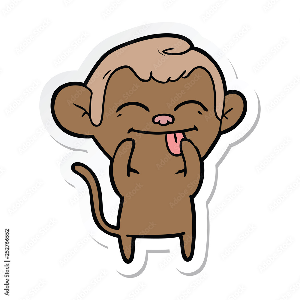 sticker of a funny cartoon monkey