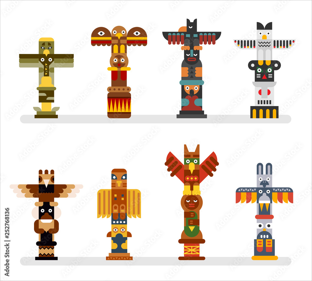 various kind of native traditional totem. flat design style minimal vector  illustration Stock Vector | Adobe Stock