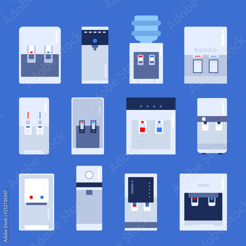 kind of water purifier. flat design style minimal vector illustration