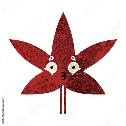 retro illustration style cartoon autumnal leaf
