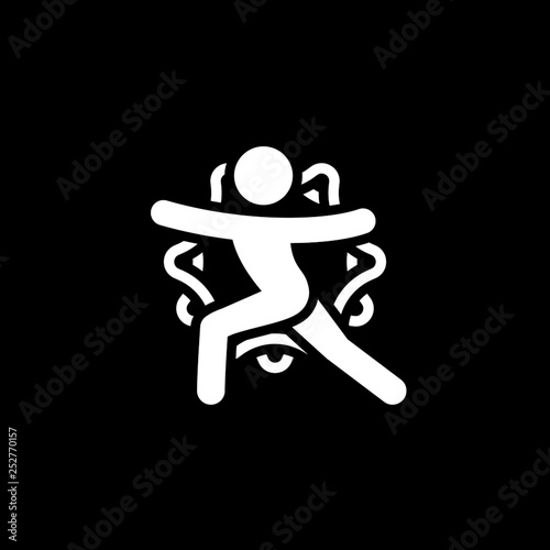 Yoga Warrior II Pose Icon. Flat Design Isolated Illustration.