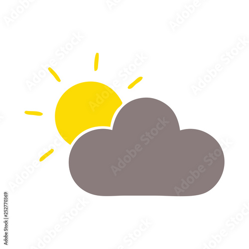 flat color retro cartoon sun and storm cloud