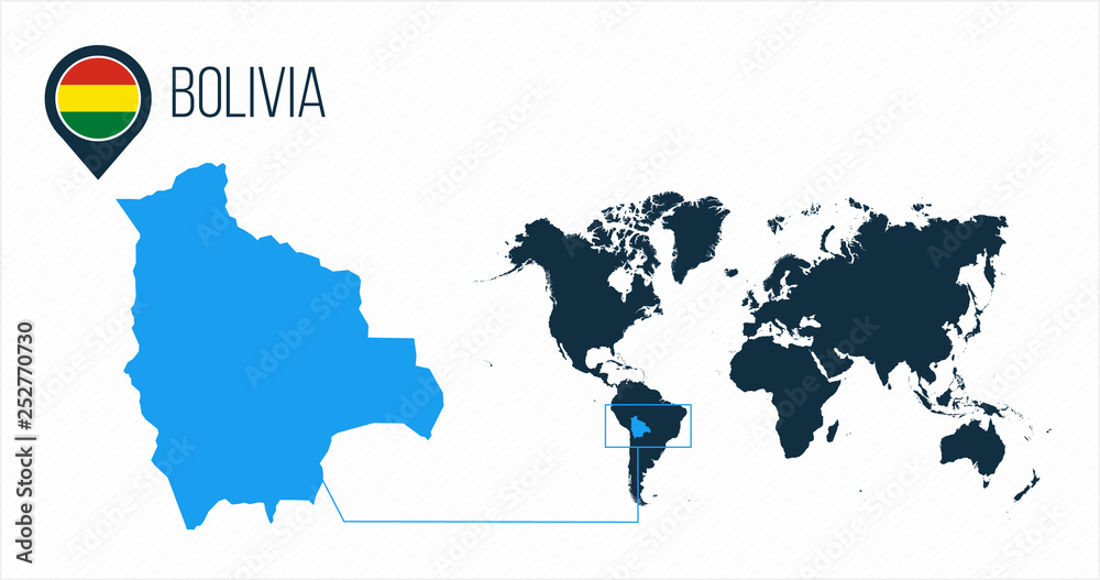 Bolivia Map Located On A World Map With Flag And Map Pointer Or Pin 1000 F 252770730 YgrhskSDAolkDrmGrW8QLKug7gLkgHaU 