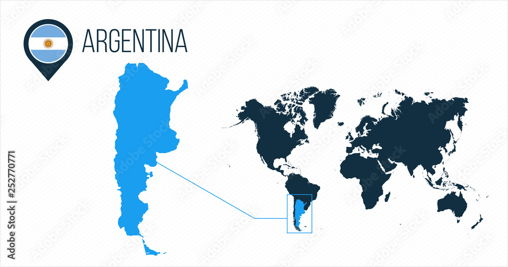 Argentina Map Located On A World Map With Flag And Map Pointer Or Pin 1000 F 252770771 JfkVooZxmR0ZmVIMRppBC1Q9du47rkR0 