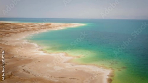 view from the air on the coast of the dead sea Israel