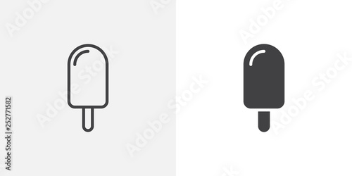 Ice cream icon. line and glyph version, outline and filled vector sign. Popsicle linear and full pictogram. Symbol, logo illustration. Different style icons set