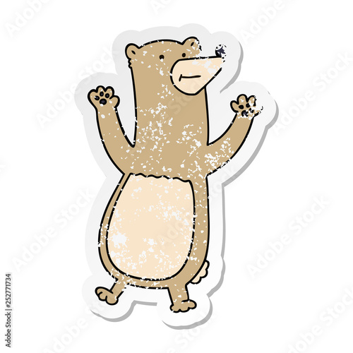 distressed sticker of a quirky hand drawn cartoon bear