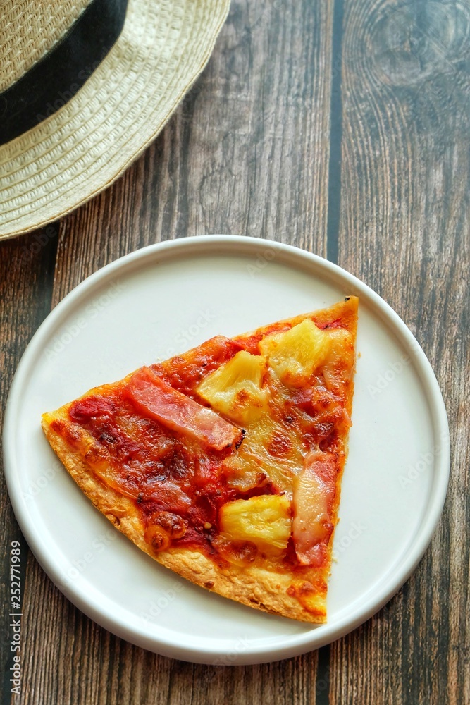 Pizza on white plate. Pizza on white plate.
