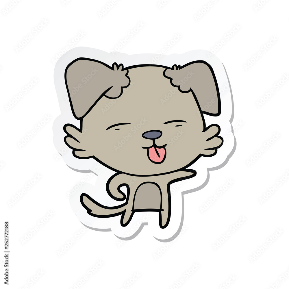 sticker of a cartoon dog sticking out tongue sticker of a cartoon dog sticking out tongue