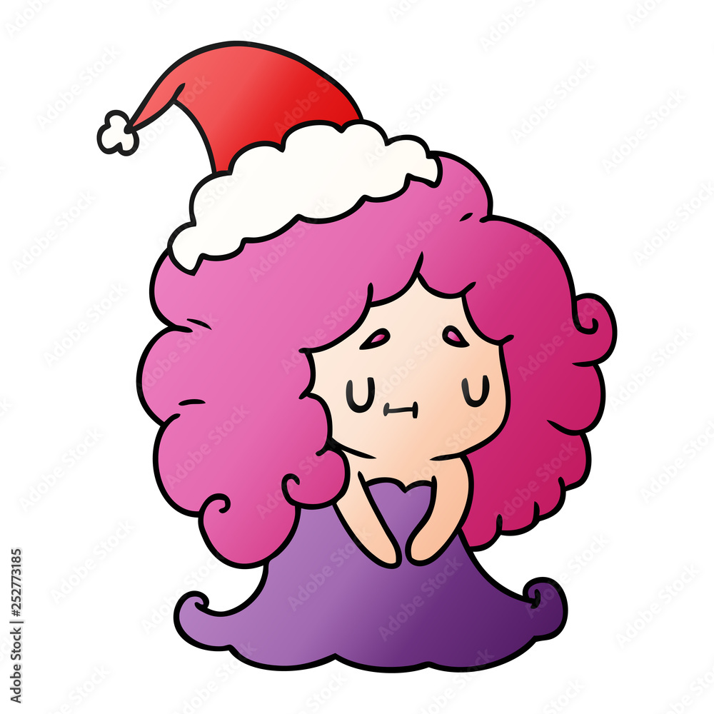 Fototapeta premium christmas gradient cartoon of kawaii girl