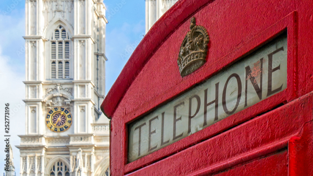 The red telephone booth fronting the St.Margarets church The red telephone booth fronting the St.Margarets church