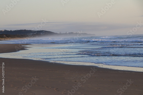 misty morning beach