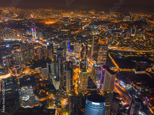 Photography Aerial view of Kuala Lumpur Downtown, Malaysia