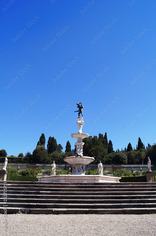 Fototapeta premium Fountain of Hercules and Anteo in the garden of Royal Villa of Castello, Florence, Italy
