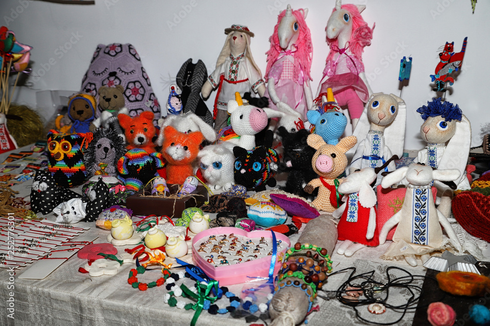 Souvenirs in the craft workshop in Dudutki manor in Belarus