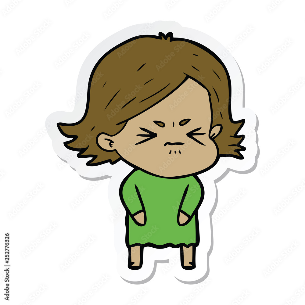 sticker of a cartoon angry girl sticker of a cartoon angry girl