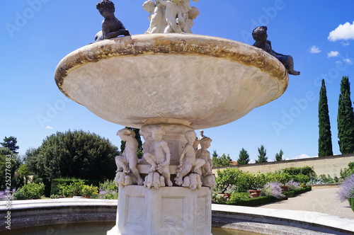 Detail of the fountain of Hercules and Anteo in the garden of Royal Villa of Castello, Florence, Italy photo