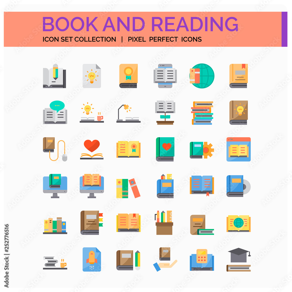 Book And Reading Icons Set. UI Pixel Perfect Well-crafted Vector Thin Line Icons. The illustrations are a vector. Book And Reading Icons Set. UI Pixel Perfect Well-crafted Vector Thin Line Icons. The illustrations are a vector.