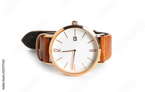 Male wrist watch on white b...